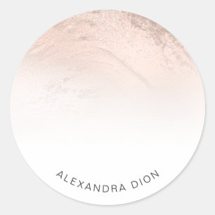 Sticker Rond Élégant rose en cuivre minimal parties scintillant