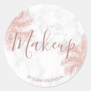 Sticker Rond Élégant rose en or parties scintillant maquillage 