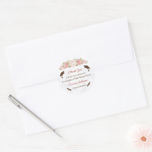 Sticker Rond Élégant Rose Flower Customisé Graduation