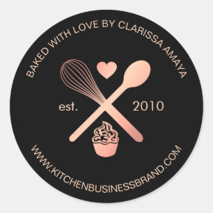 Sticker Rond Élégant Rose Gold Kitchen Boulangerie Restauration