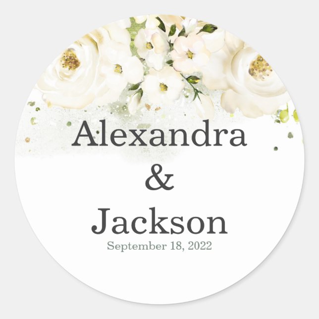 Sticker Rond Elégant Rose & Gold Modern Police Wedding Favor (Devant)