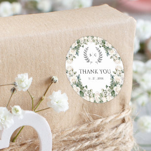 Sticker Rond Elégant Rose Jardin de mariage Merci de mariage