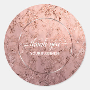 Sticker Rond Elégant rose moderne or & marbre rose