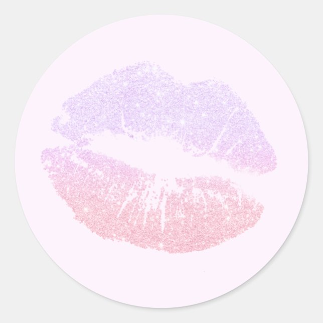 Sticker Rond Élégant rose moderne parties scintillant d'or lèvr (Devant)