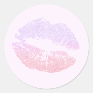 Sticker Rond Élégant rose moderne parties scintillant d'or lèvr