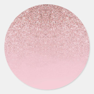 Sticker Rond Élégant Rose moderne Parties scintillant or Modèle