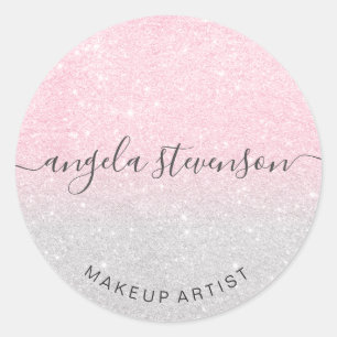 Sticker Rond Élégant rose or & argent parties scintillant maqui