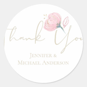Sticker Rond Élégant Rose or moderne Mariage Étincelle