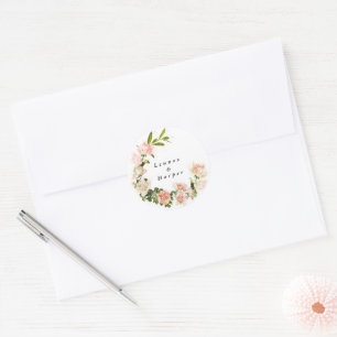 Sticker Rond Élégant Rose Romance Mariage