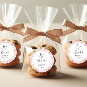 Sticker Rond Élégant rose Roses Mariage Favoriser Merci