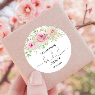 Sticker Rond Élégant roses Baby shower