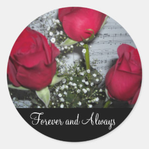 Sticker Rond Elegant Roses - Pour toujours et à jamais