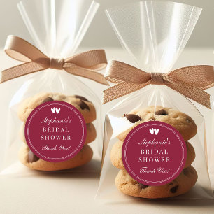 Sticker Rond Élégant Rouge Bourgogne Saint Valentin Mariage Cér