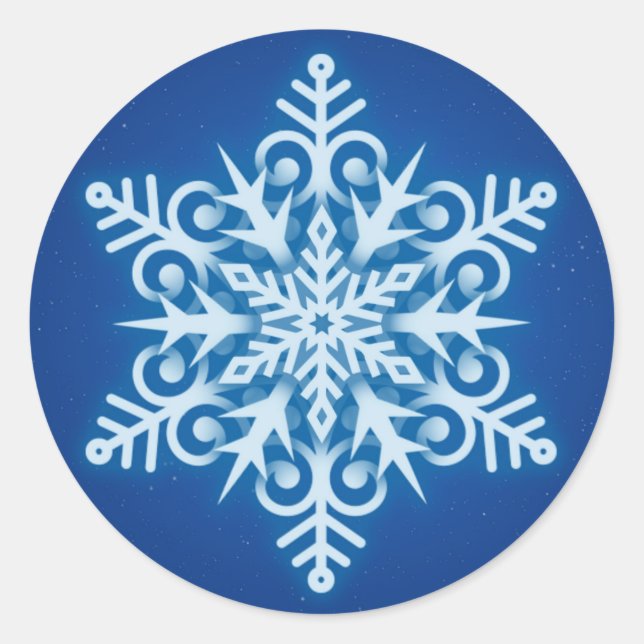 Sticker Rond Élégant Royal Blue Snowflake Noël (Devant)