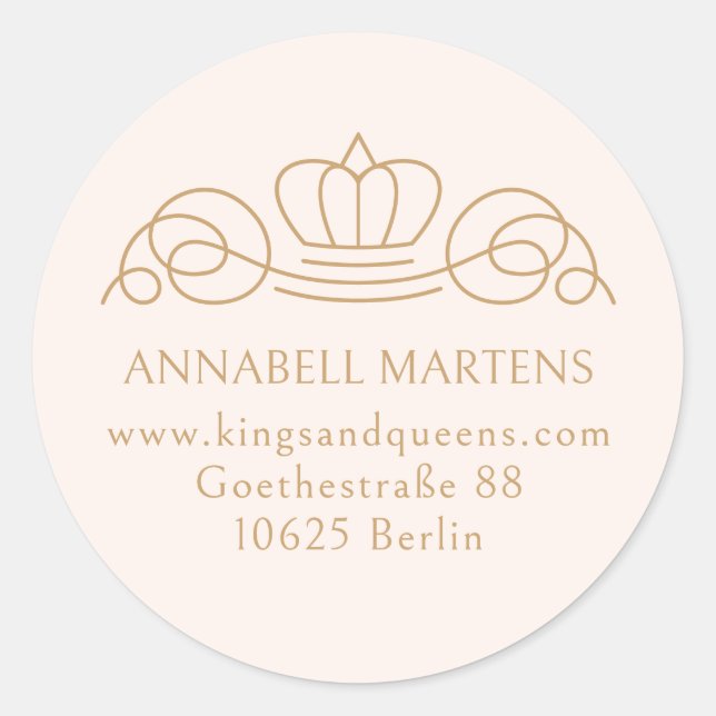 Sticker Rond Elégant, royal, salon, rose vif+ beige-marron (Devant)