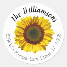 Elégant Rustic Sunflower Floral Adresse de retour