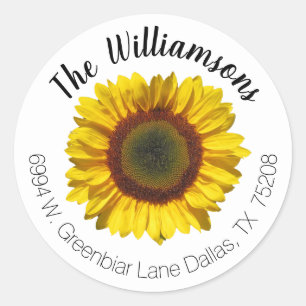Sticker Rond Elégant Rustic Sunflower Floral Adresse de retour