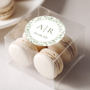 Sticker Rond Elegant Sage Chinoiserie Mariage