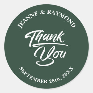 Sticker Rond Elégant Sage Green Mariage Merci Favor