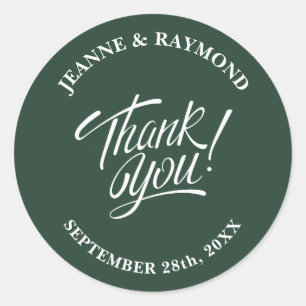 Sticker Rond Elégant Sage Green Merci Mariage Favor