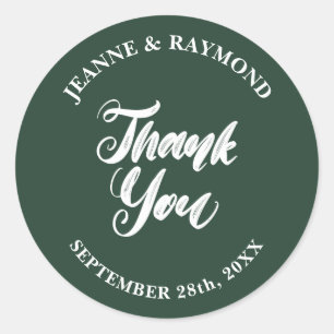 Sticker Rond Elégant Sage Green Merci Mariage Favor
