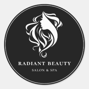 Sticker Rond Élégant Salon Spa Logo moderne Noir