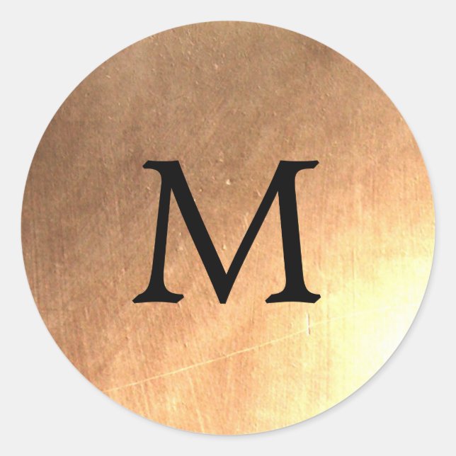 Sticker Rond Elégant Sceau de monogramme d'or Faux (Devant)