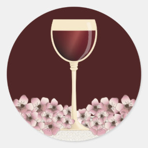 Sticker Rond Elégant Sceau d'enveloppe rouge Vin & Fleur