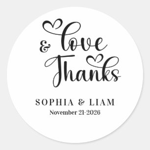 Sticker Rond Élégant scénario de mariage d'amour et de remercie