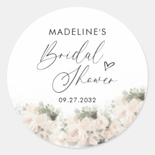 Sticker Rond Élégant script de coeur Fête des mariées florale