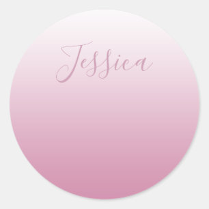 Sticker Rond Élégant script et rose modifiable (n'importe quell
