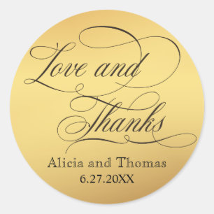 Sticker Rond Élégant Script fleurit Mariage Merci