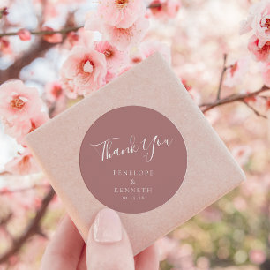 Sticker Rond Élégant Script minimal personnalisé mariage Dusty 