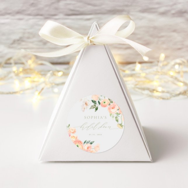 Sticker Rond Élégant Shower Mariage Rose Pâle & Vert Sauge (Créateur téléchargé)