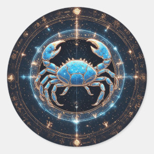 Sticker Rond Élégant signe du zodiaque Cancer, astrologie class