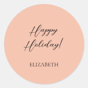 Sticker Rond Elégant Simple Blus Holiday Wish