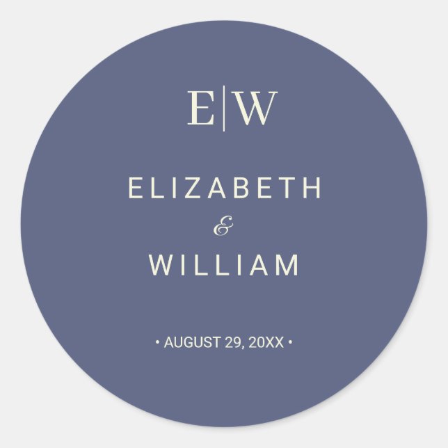 Sticker Rond Elégant simple de l'avenir Dusk avec Mariage Monog (Devant)