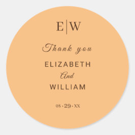Sticker Rond Élégant simple Mariage de monogramme