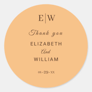 Sticker Rond Élégant simple Mariage de monogramme
