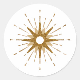 Sticker Rond Élégant Starburst Or