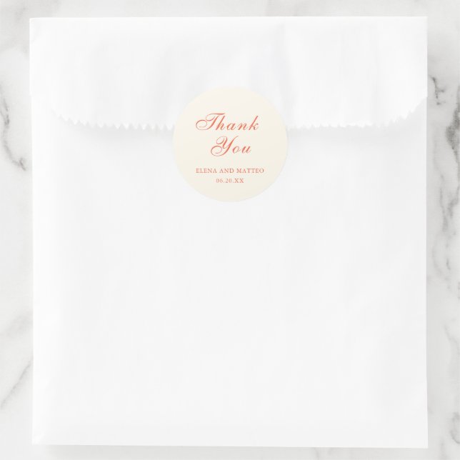 Sticker Rond Elegant Terracotta Modern Classic Wedding (Sac)