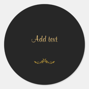 Sticker Rond Élégant texte or sur modèle noir