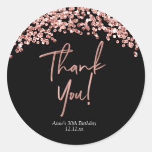 Sticker Rond Élégant tireur Rose Gold Merci