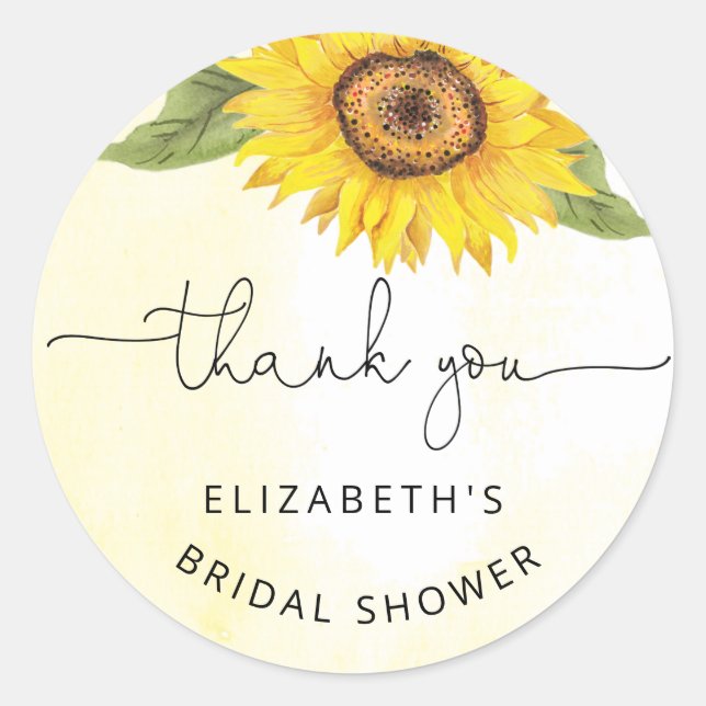 Sticker Rond Elégant tournesol shower de mariage classique rond (Devant)