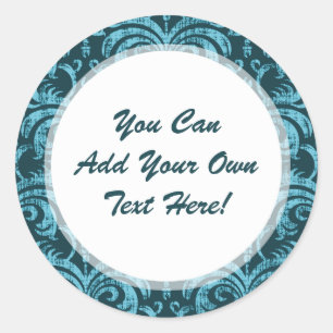 Sticker Rond Élégant Turquoise vert gothique Grunge Damask
