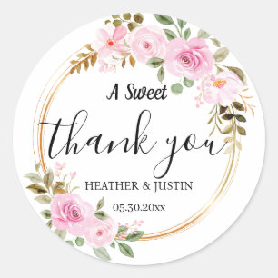 Sticker Rond Élégant Un Merci Doux Favoriser Mariage