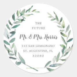 Sticker Rond Elégant Verdure Retour Adresse Mariage rustique