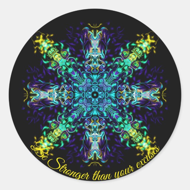 Sticker Rond Elégant vert turquoise boho retro design abstrait (Devant)