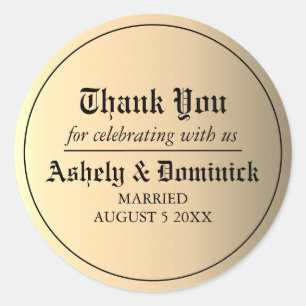 Sticker Rond Elégant Vieux Anglais Merci Or Mariage Faveur