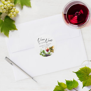 Sticker Rond Élégant Vino Avant Voeux Aquarelle Dégustation de 